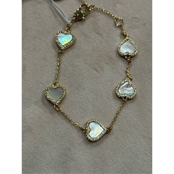 Kate Spade NWT Take Heart Line gold bracelet w/ mother of Pearl - Picture 6 of 7